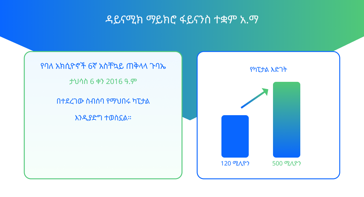 ለዳይናሚክ ማይክሮ ፋይናንስ ተቋም አ.ማ ባለአክሲዮኖች በሙሉ